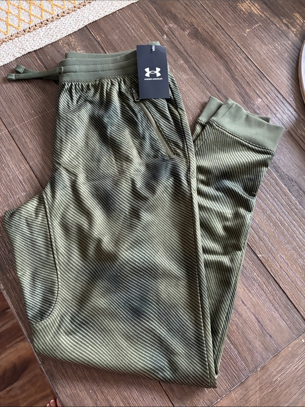 Under Armour Olive Green Ribbed Performance Joggers for Kids